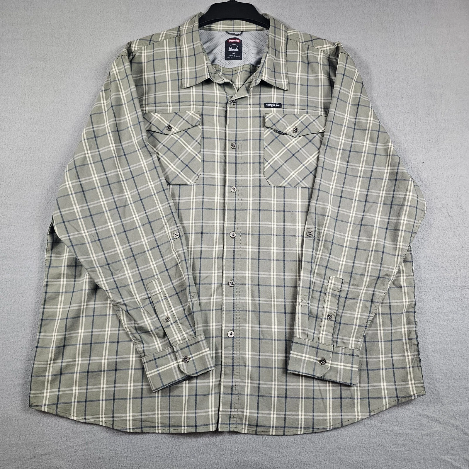 Wrangler Shirt Men 3XL Green Outdoor Vented Workwear Camping Hiking
