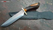 Hand Forged J2 Steel Farrier Rasp File Blade Hunting Big Bowie Knife Crown Stag