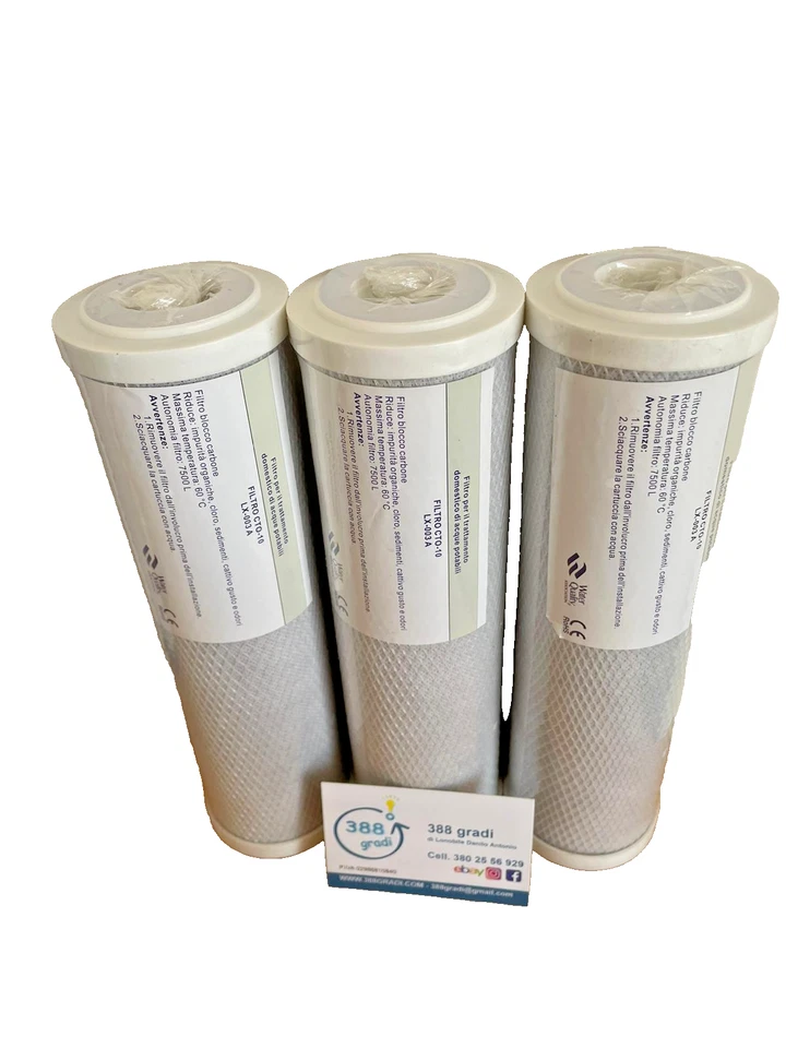 CARTUCCIA FILTRO CARBONE ATTIVO PEZZI 3 CTO CARBON BLOCK A 5 MICRON 10" - Image 2 of 4