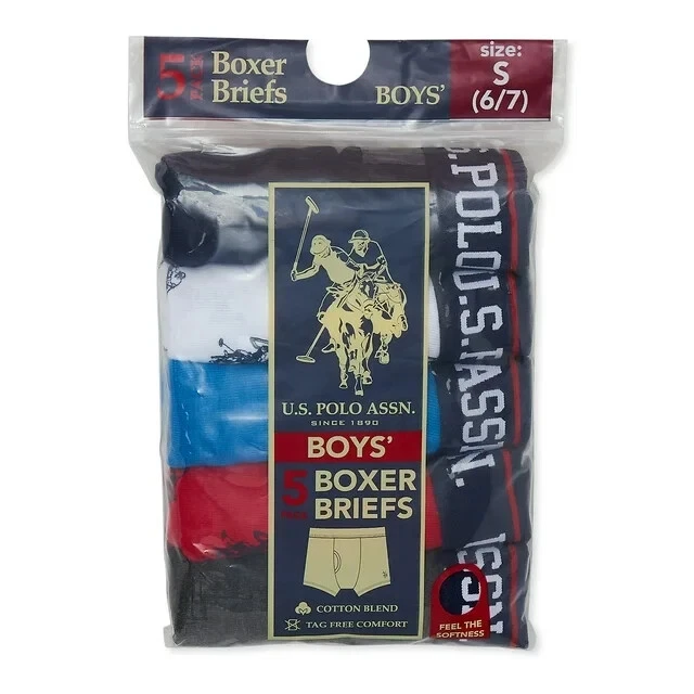 Pack de 5 - U.S. Polo Assn. Calzoncillo Boxer Ropa Interior Niño S Multicolor Cintura Elástica Foto 2 de 4