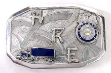 circa 1960 TRUCKING TEAMSTER enamel smaller cast metal Hook Fast belt buckle xx