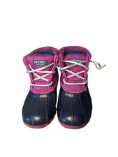 Sperry Girl s 8M Purple Black Lace Up Rain Duck Boots