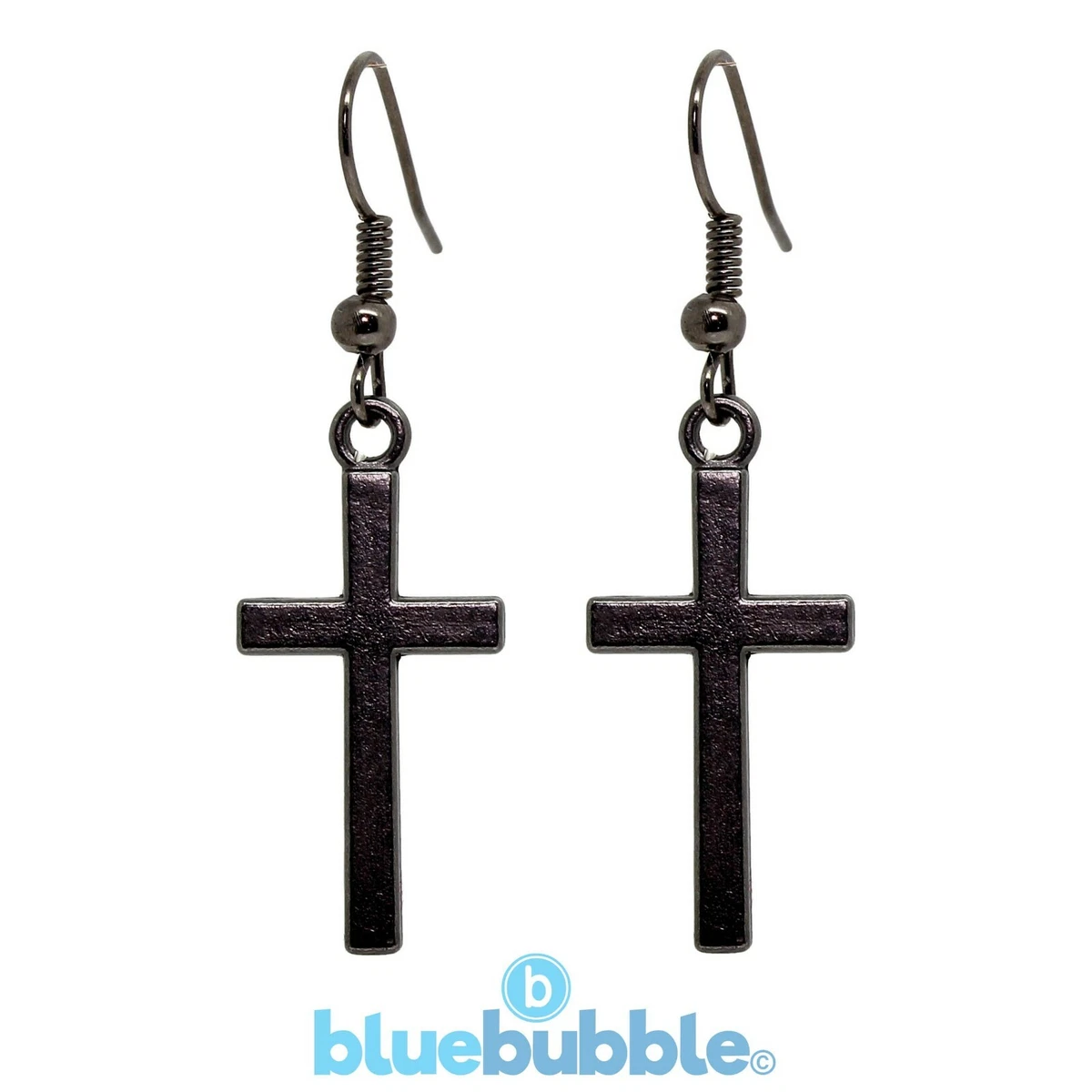 Bluebubble MINI CLASSIC CROSS Drop Earrings Religious Punk Goth Girl Boho Emo