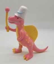 Vtg Ankyo Spinosaurus Marching Band Drum Major Pink Yellow Dinosaur 6" Tall Toy