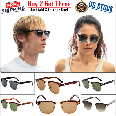 Sunglasses  Club Mister'' Trendy Half Rim Frame Horn Vintage Retro Unisex Anti UV