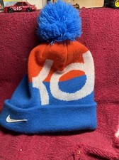 Nike Boys Youth Kevin Durant KD NBA Knit Beanie Hat Pom Pom Orange Blue One Size