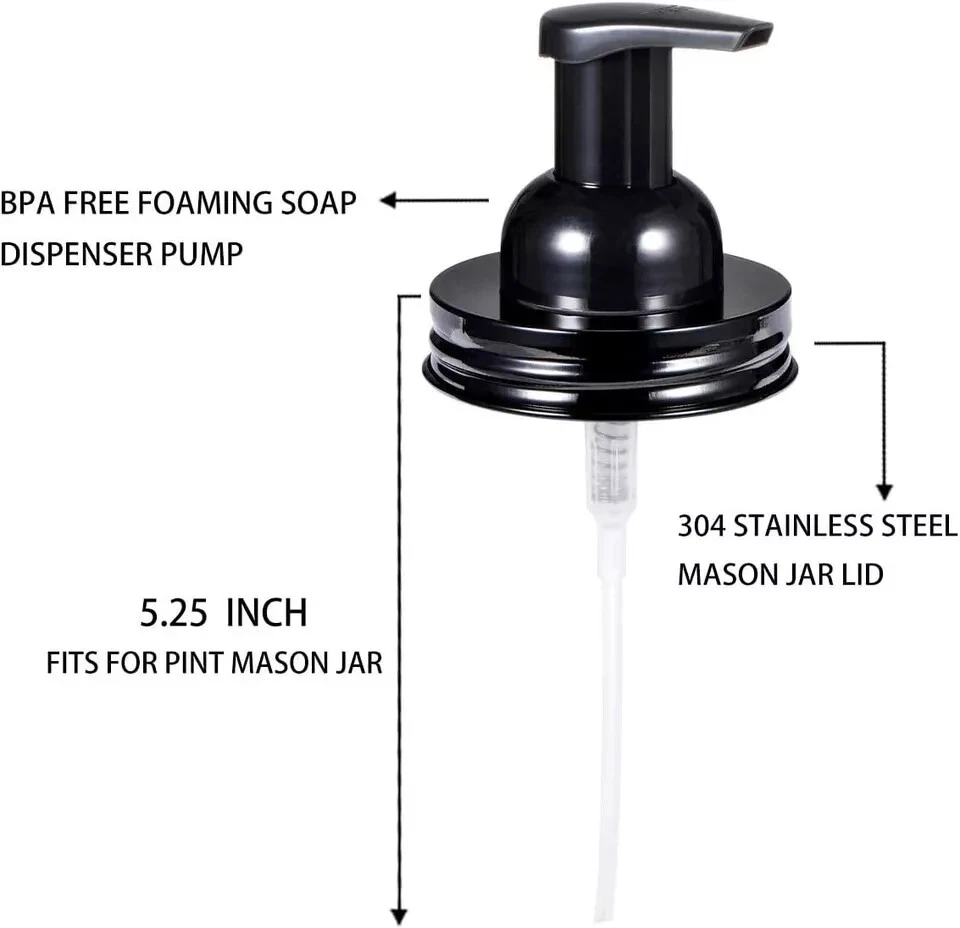 Mason Jar Foaming Soap Dispenser Pump - Rustproof Stainless Steel Lid and BPA Fr - Image 2 of 4