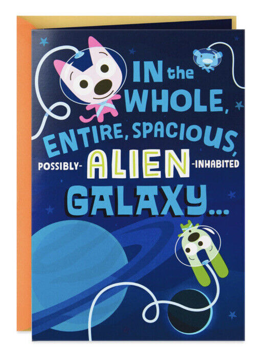 Hallmark Birthday Card ~ Hoops & YoYo Sound & Light Animated Cartoon Alien