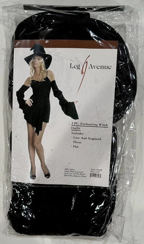 Sexy Black Witch Costume by Leg Avenue WITH Hat, Size S/M, BRAND NEW - Image 2 of 4