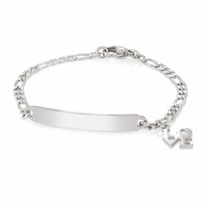 Girls ID Bracelet, Personalized Speidel Silver Plated Love Charm Engraved Free
