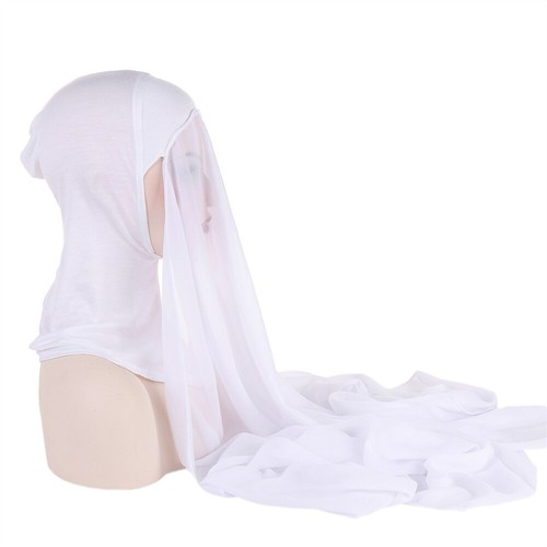 Instant Chiffon Hijab With Inner Cap Muslim Women Shawl Scarf Turban Head Wrap - Picture 8 of 47