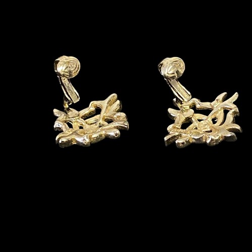 Vtg Sarah Coventry Gold Tone Textured Swirl Thorn Vine Clip On Earrings Signed - Picture 5 of 5
