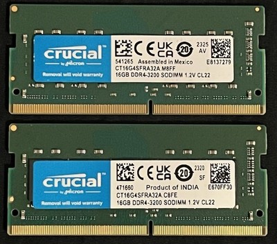 Crucial 32GB (2 x 16GB) SO-DIMM DDR4 3200 PC4 Laptop Memory