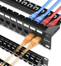 NEW - 24 Port Rj45 Feed Through Coupler 1U Cat6 Network Patch Panel UTP 19"