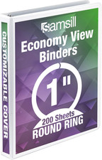 1 Inch 3 Ring Binder, Made in USA, Economy round Ring, Clear View Cover
