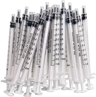 100PCS 1ml 1cc Syringe No Needle Plastic Syringe for Pets Oral Refilling Oil ...