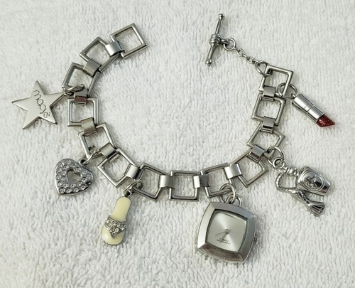 Vintage Macy's Department Store Silver Tone Shopping Watch Charm 8" Bracelet