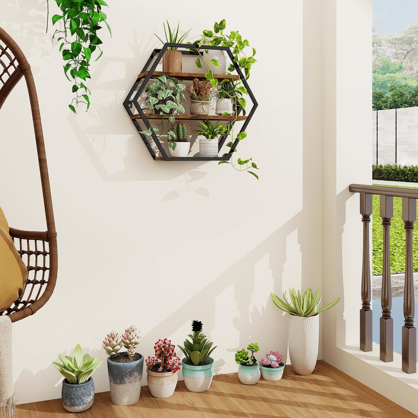 Hexagon Shelves for Wall, Hexagon Floating Shelves, Decorative Geometric Shel...