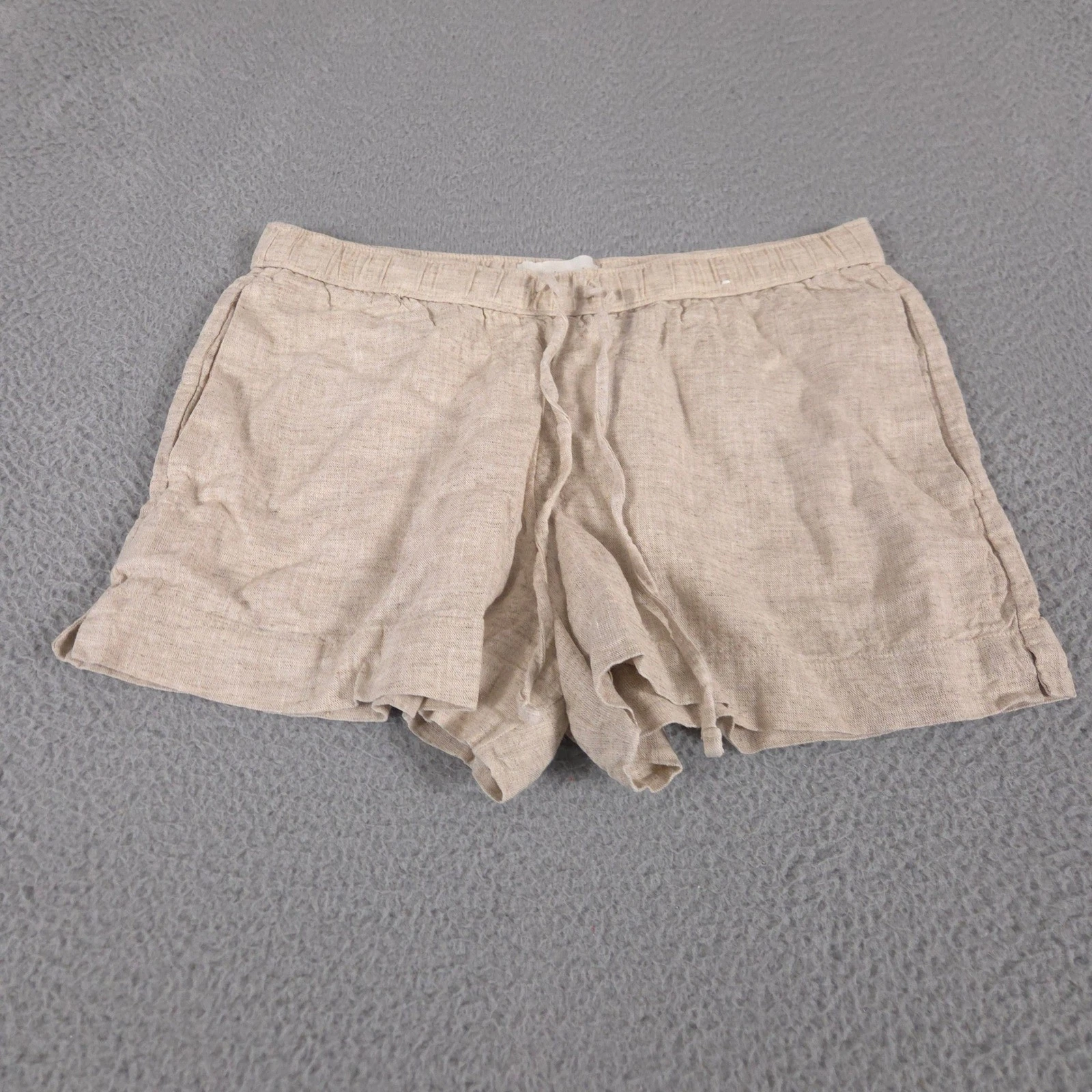 Abercrombie & Fitch Shorts Womens S Beige Linen Blend Elastic Waist Drawstring