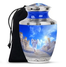 White Angel Burial Large Urn For Ashes Adult Father Mother 10 Inch