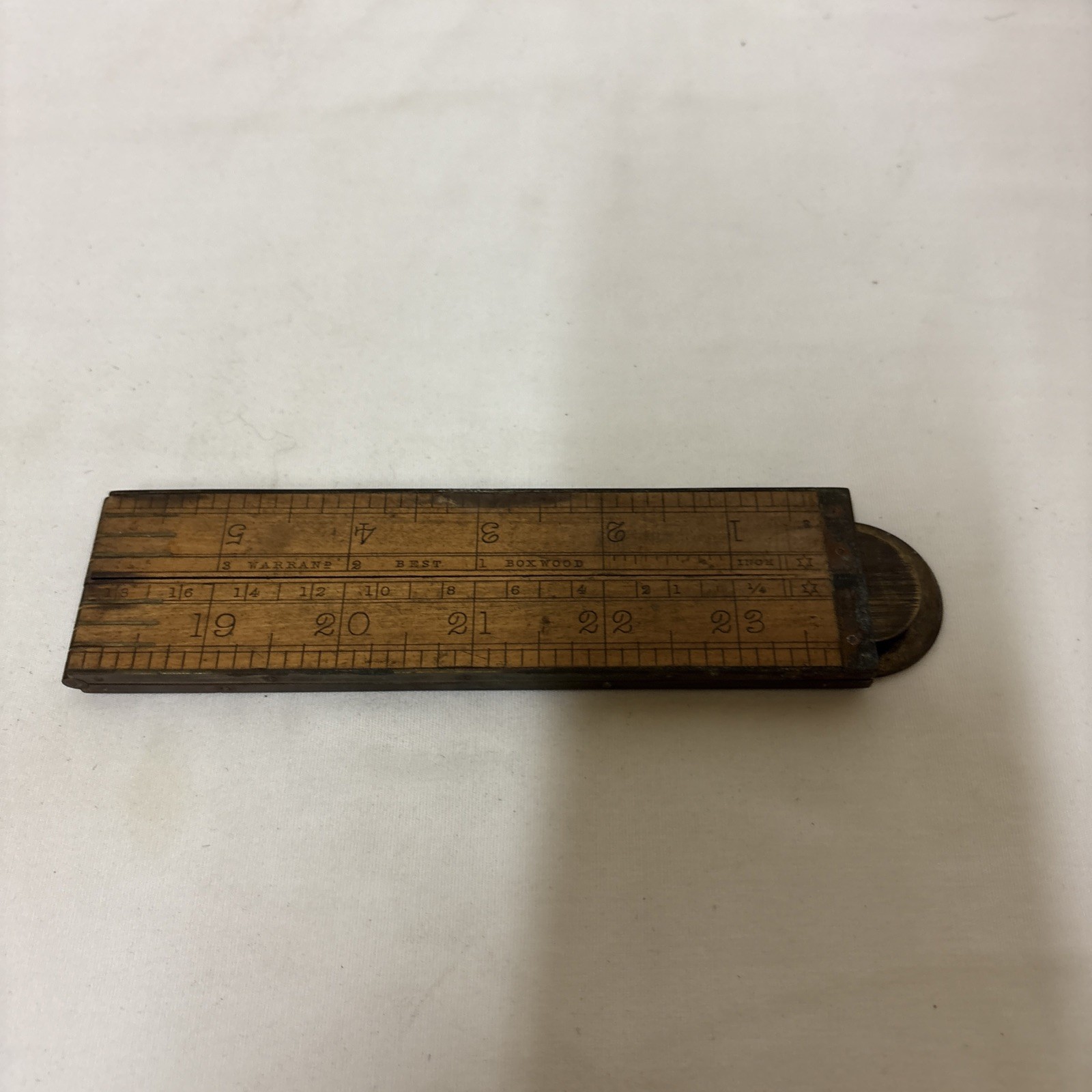 Rabone No 1190 Vintage Boxwood Brass Folding Ruler with Level Protractor 24"