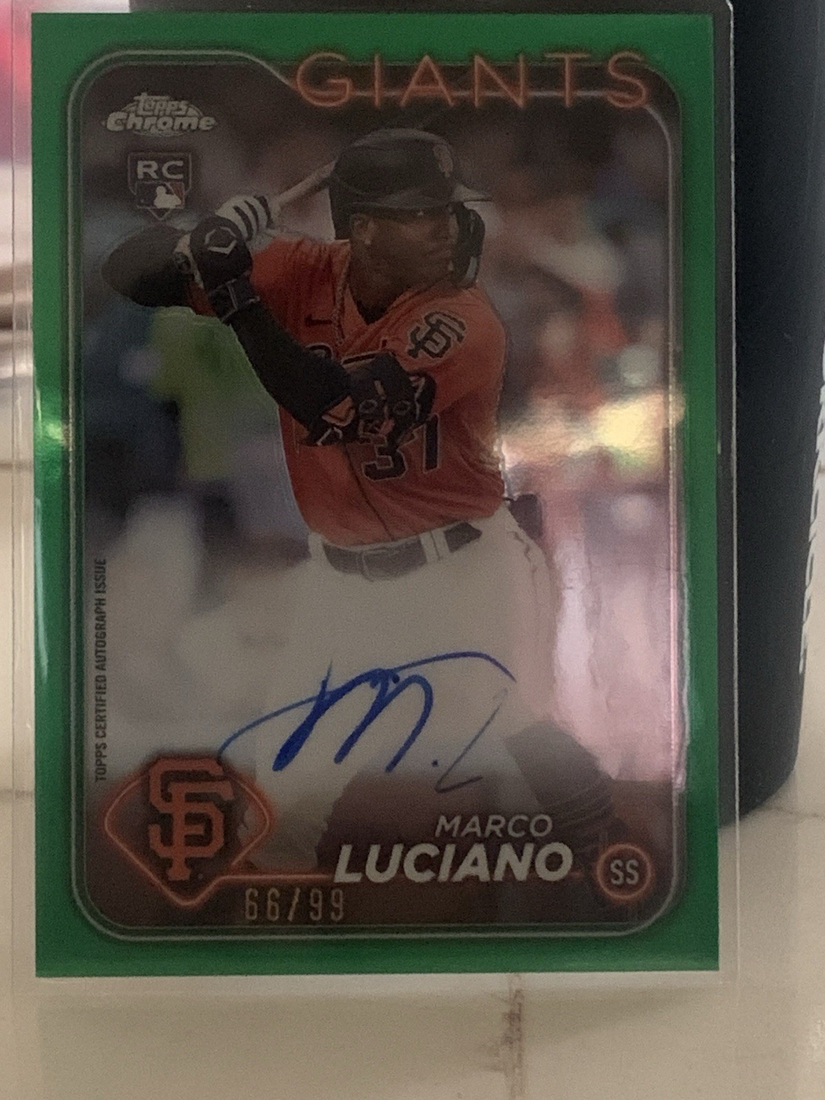 Topps 2024 Chrome Marco Luciano Giants Auto Green Refractor /99 #RA-ML