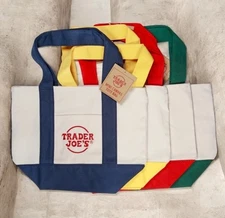 Trader Joe's brand new canvas mini tote bag w/ tags Mint Cond..One Of Each Color