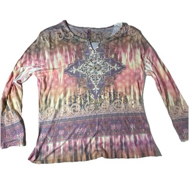 Kiara Women s Boho Style Long Sleeve Blouse Size XXL