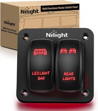 Nilight 2 Gang Rocker Switch Panel LED Light Bar Switch Rear Lights Switch 12 24