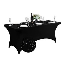 Waterproof Spandex Table Cover for 6FT Table 72" x 30" Rectangular Black