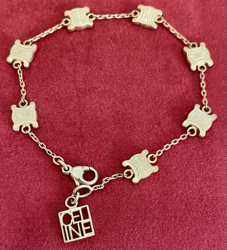 Bracciale catena Celine motivo logo mini trionfo braccialetto! 8"