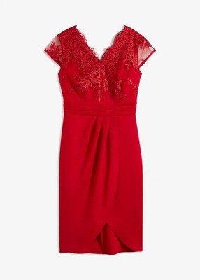 Minikleid mit Spitze Gr. 38 Dunkelrot Damen-Keid Partykleid Cocktailkleid Neu