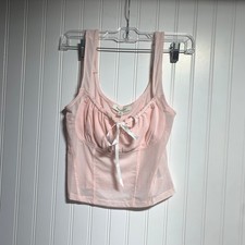 Francesca's Pink Corset Tank Top Women's S Fitted Bustier Style Sheer Romantic