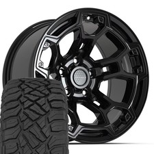 Set4 Df03 Black 17x9 Wheels 33x12.50r17 Rt Tires 5x5 -12et Fit Jeep