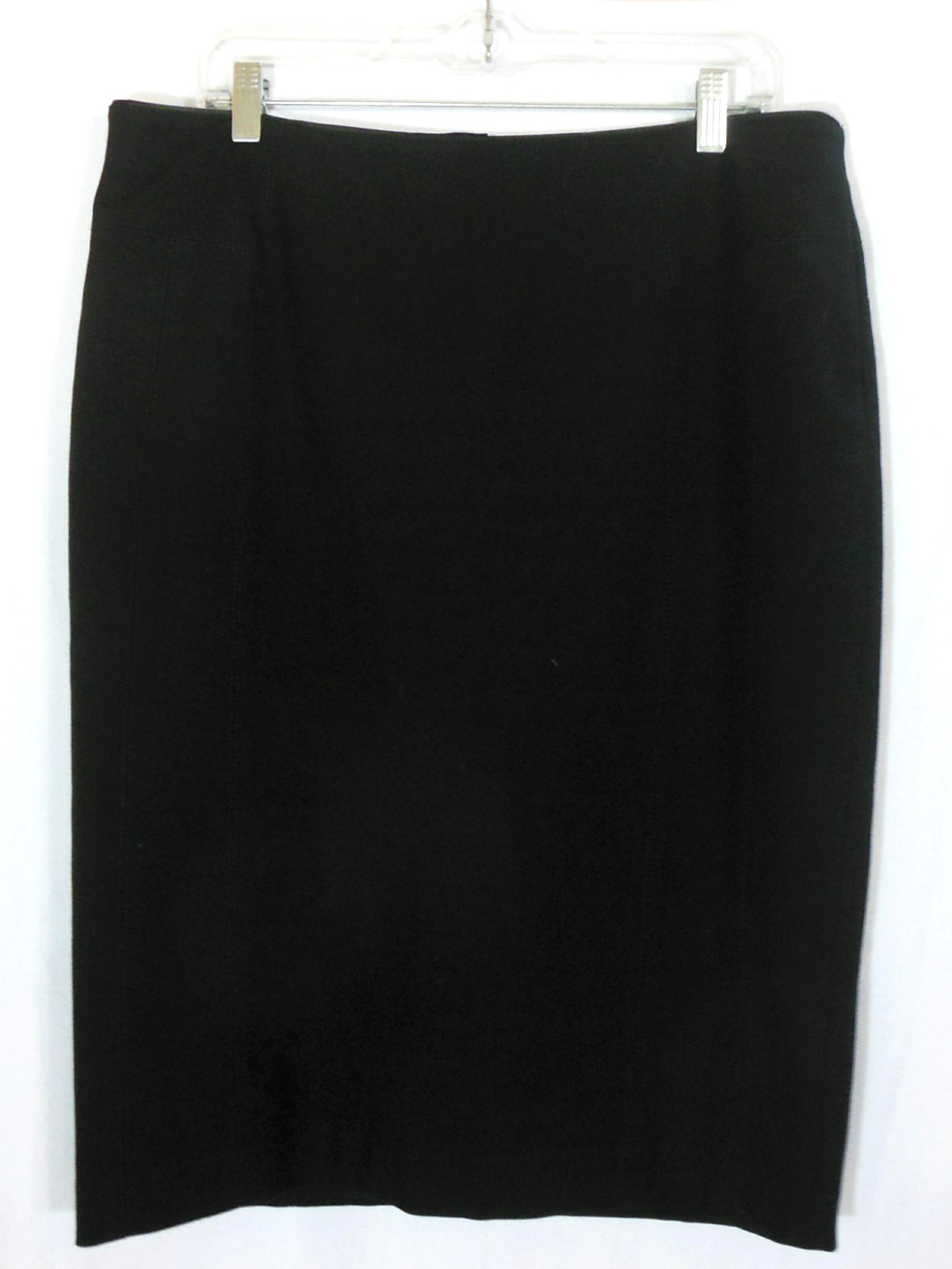White House Black Market Pencil Skirt 14 Black Knee Length Stretch Back Zip NWOT