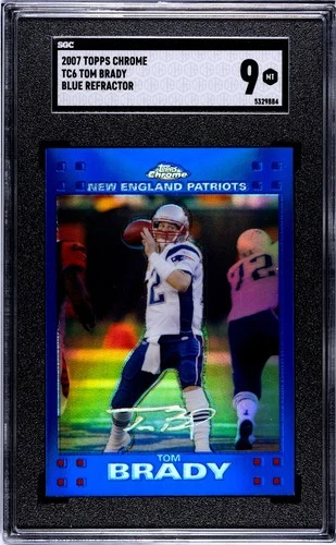 2007 Topps Chrome - Tom Brady #TC6 Blue Refractor New England Patriots SGC 9