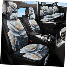 Car Seat Covers Set, 5 - Seat Full Set with Headrest, 5-Seat White Peony Floral