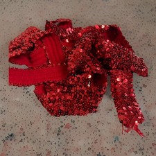 Red Sequined Elastic Trim/Braid Stretchy New 1.5  X 3.5 Yds New