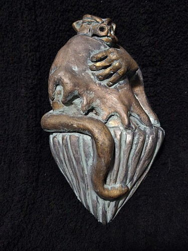 Signed Jacob Folger Gargoyle Fantasy Wall Sculpture Bronze Cold Cast Gothic 8.5"