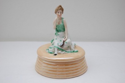 Seltene antike Puderdose mit Figur Porzellan Modell Rosenthal - Werke Hamburg 1