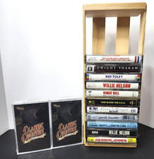 Country Music Cassette Tape Lot Wood Storage Willie Nelson Vince Gill Red Foley