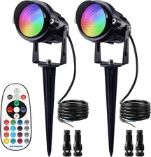 12W RGB Low Voltage Color Changing Landscape Lights Remote Control Waterproof LE