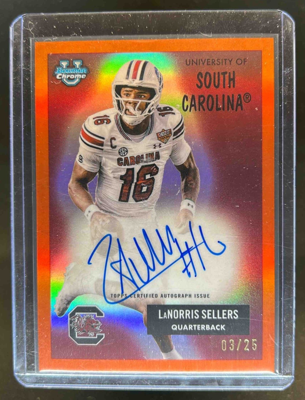 2025 Bowman Chrome U LaNorris Sellers 1955 Auto Orange Refractor #3/25