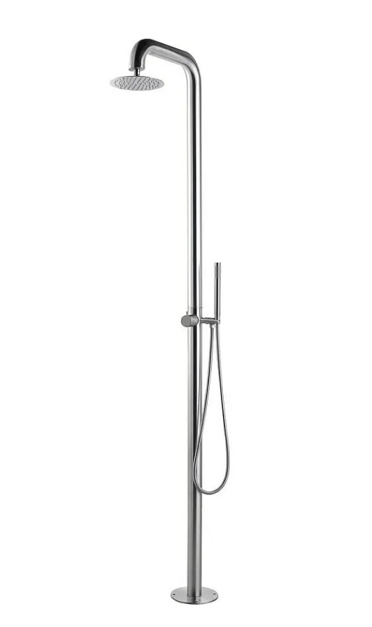 GardWell Ducha de jardín Acero inoxidable 220 cm Ducha de piscina Ducha de mano Ducha al aire libre NUEVO