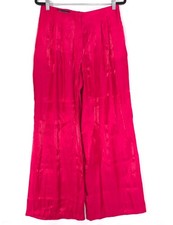 NWOT ZARA Women  s Pants MEDIUM Wide Leg Wrinkle Flare Satin Pink 8764/509/630