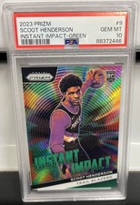 2023-24 Panini Prizm Instant Impact Green Prizm Scoot Henderson #9 Rookie PSA 10