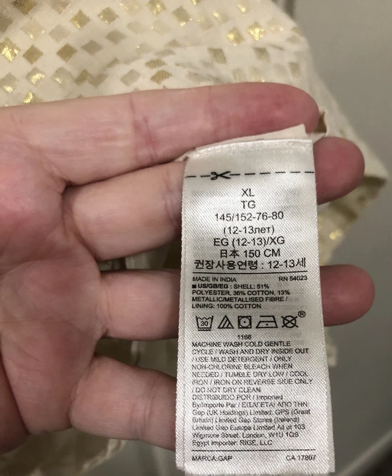 Vestido Gap Niñas Crema Y Dorado Talla XL (12-13) Foto 4 de 4