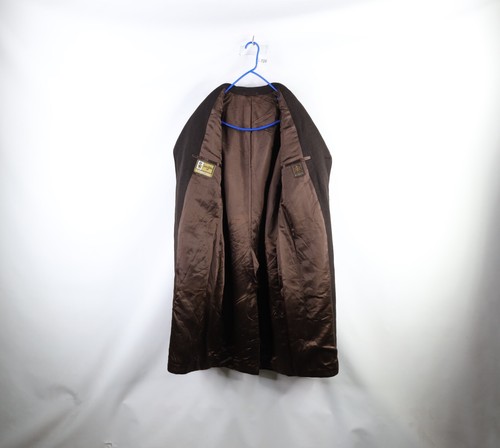 Vintage 50s Bespoke Mens 40R Wool Herringbone Topcoat Overcoat Jacket Brown USA - Picture 7 of 15