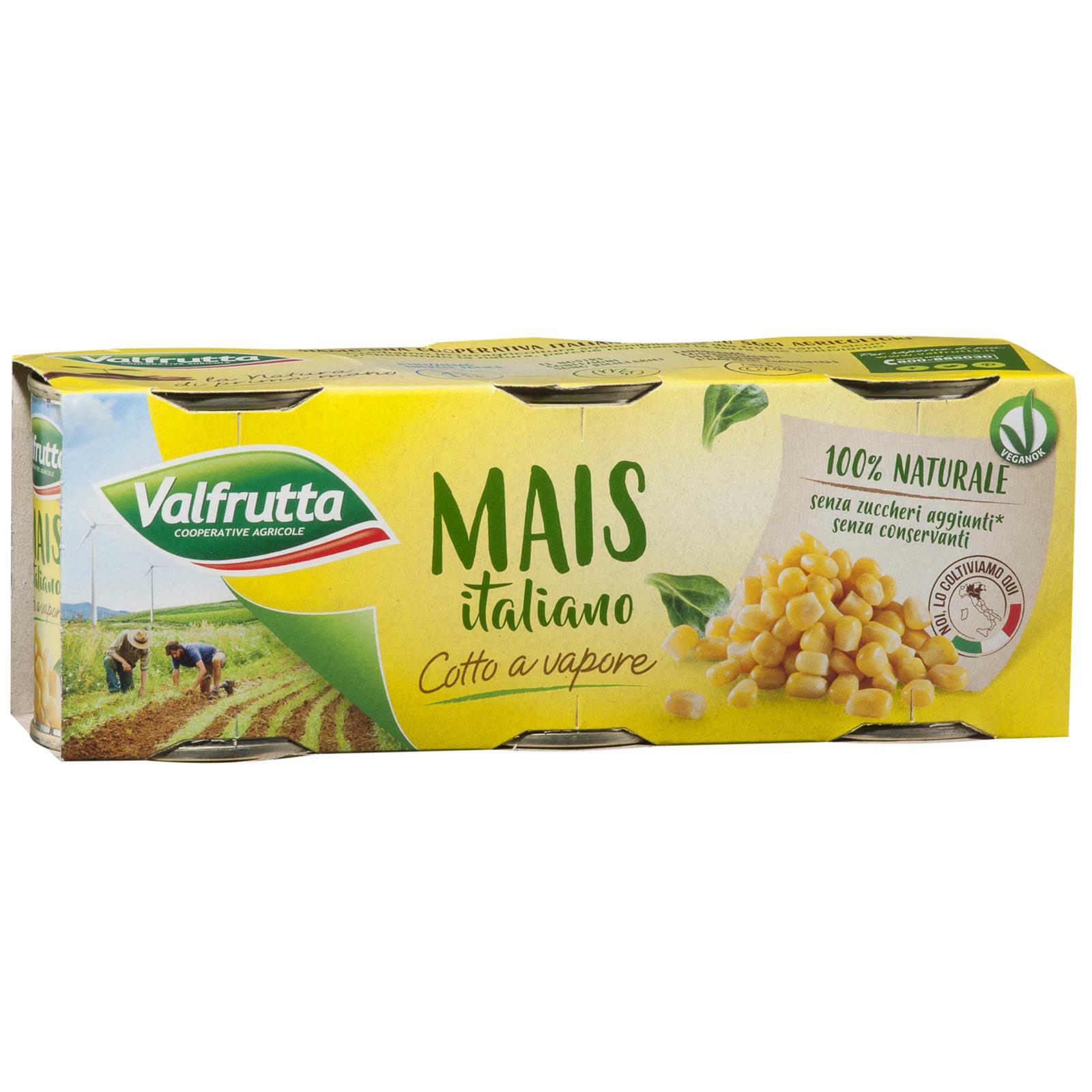 MAIS VALFRUTTA MAIS ITALIANO COTTO AL VAPORE 3 BARATTOLI DA 160 GR GRANTURCO