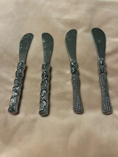 Set Of 4 Cheese Knives Spreaders Silver Tone